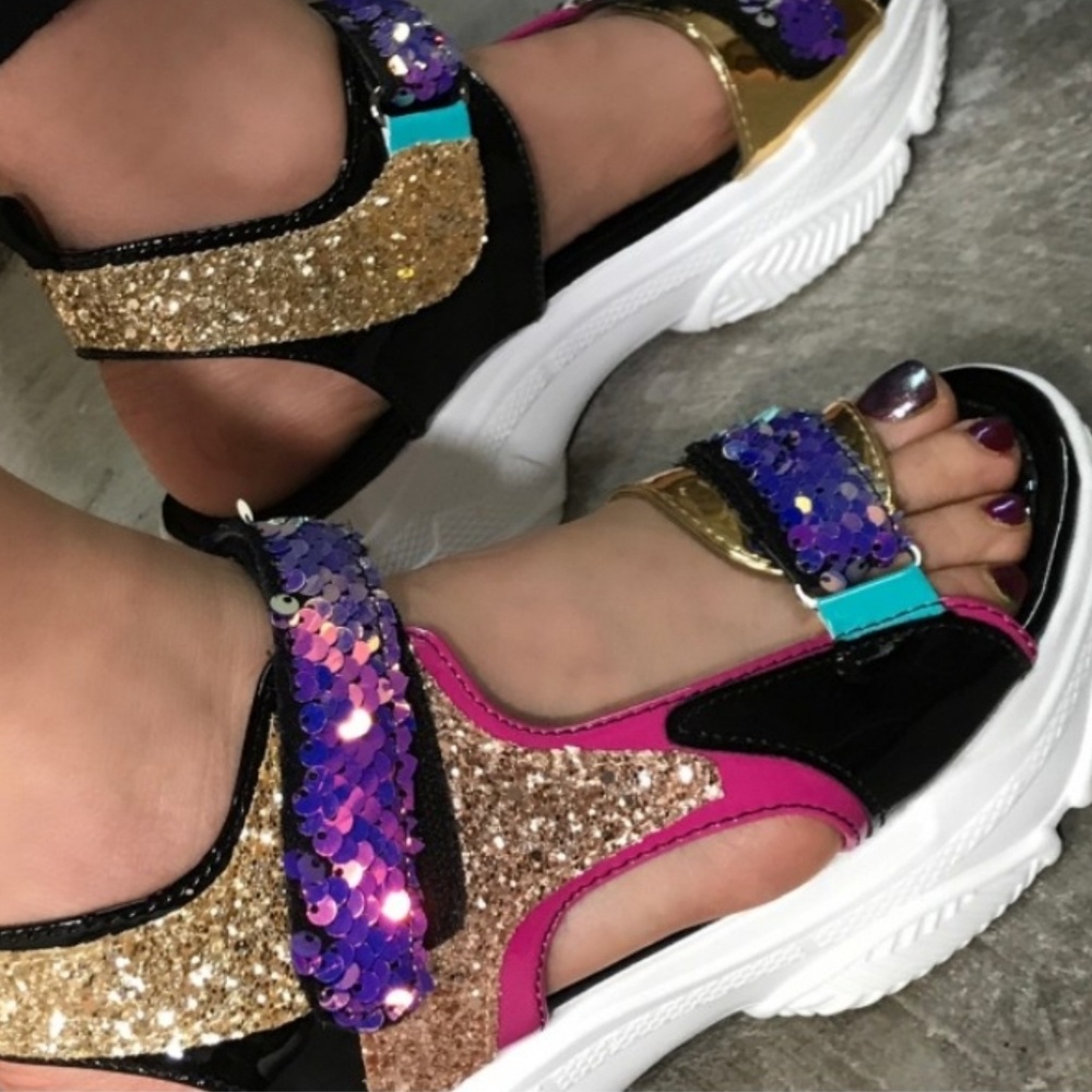 Just In! Multicolor glitter sequin Platform Sandal - Picture 2 of 6
